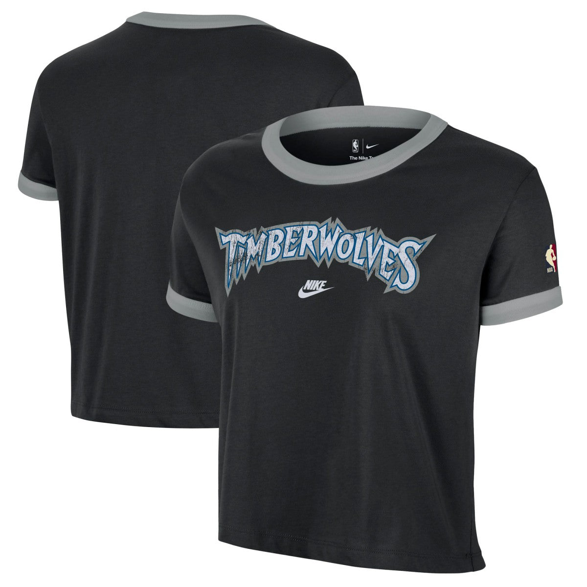 Minnesota Timberwolves Women's Classic Edition Hardwood Classics Essential Vintage Ringer T-Shirt Black | Nike US