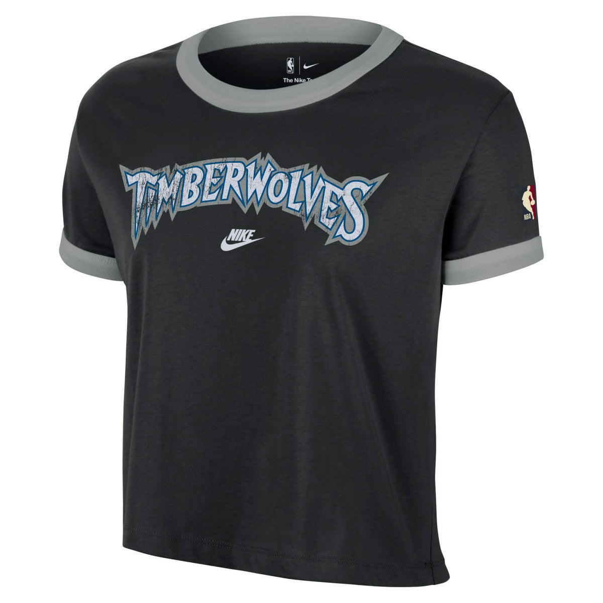 Minnesota Timberwolves Women's Classic Edition Hardwood Classics Essential Vintage Ringer T-Shirt Black | Nike US