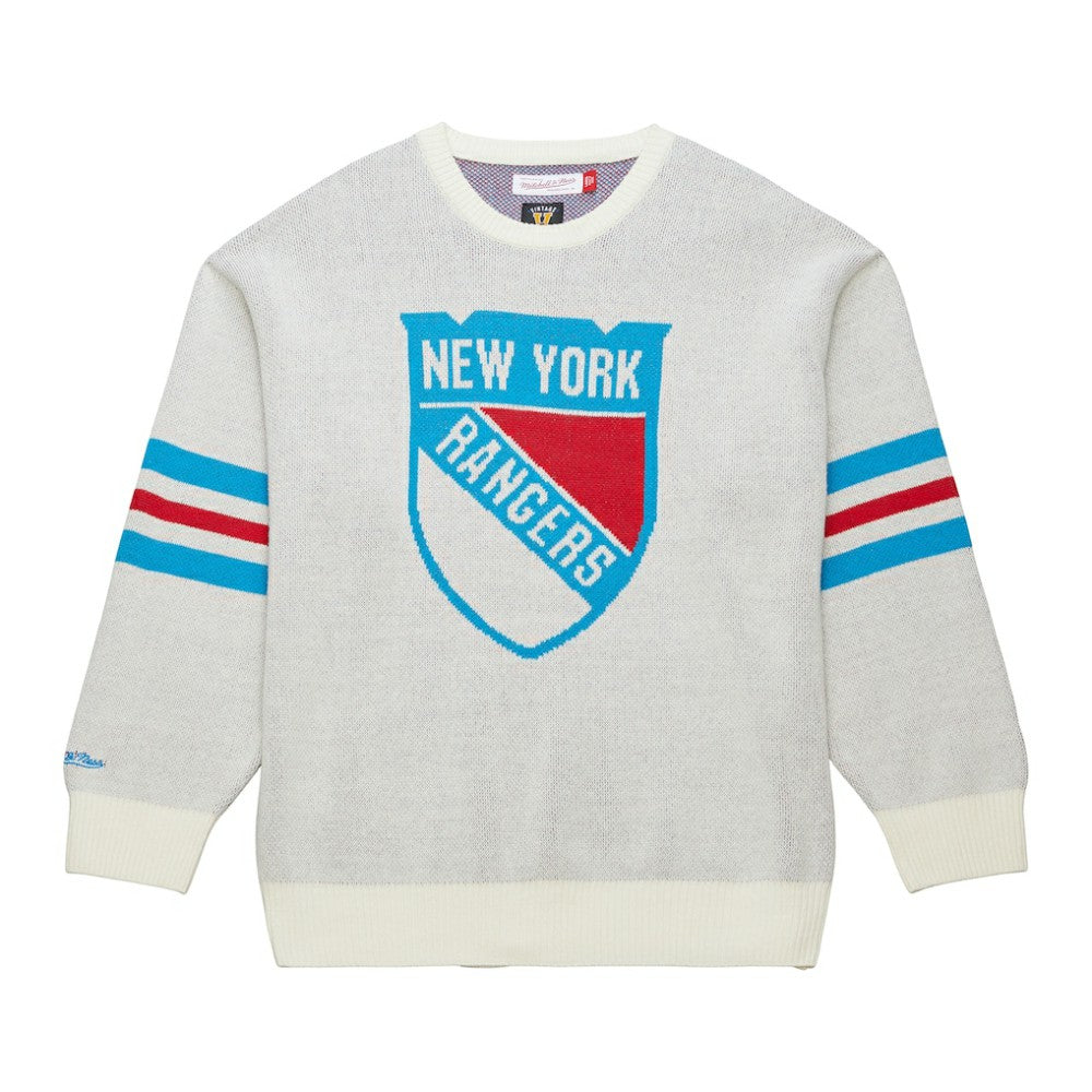 New York Rangers Mitchell & Ness Centennial Retro Logo Sweater - Cream - NHL 202936278