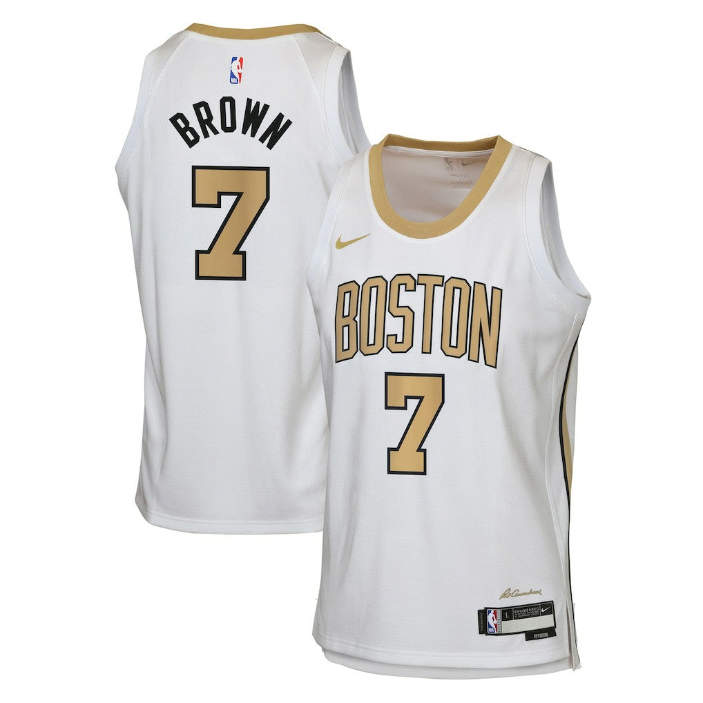 Jaylen Brown Boston Celtics Youth 2025/26 City Edition Swingman Jersey White | Nike
