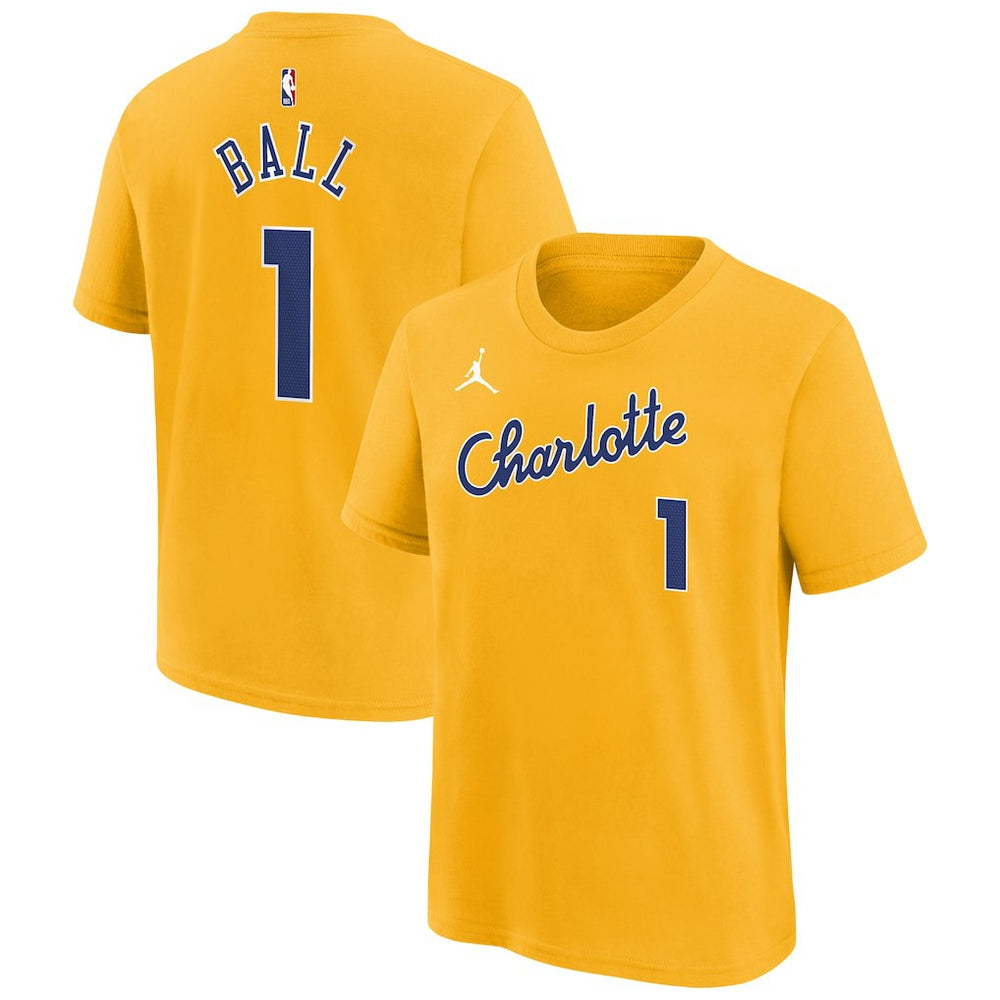 LaMelo Ball Charlotte Hornets Youth 2025/26 City Edition Name & Number T-Shirt Yellow | Nike Near Me