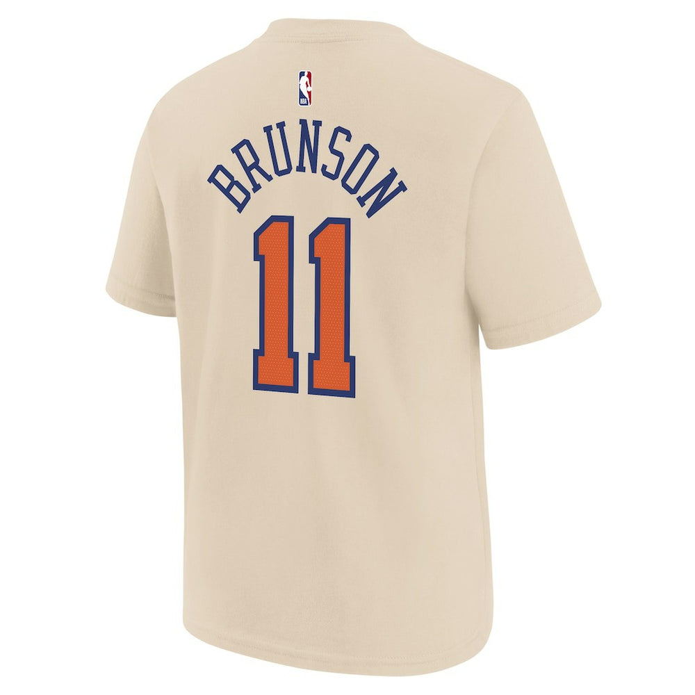 Jalen Brunson New York Knicks Youth 2025/26 City Edition Name & Number T-Shirt Cream | Nike US