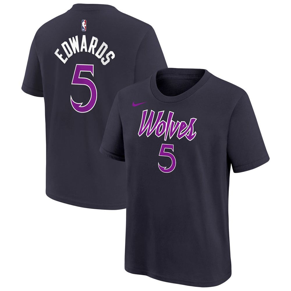 Anthony Edwards Minnesota Timberwolves Youth 2025/26 City Edition Name & Number T-Shirt Purple | Nike Lifestyle