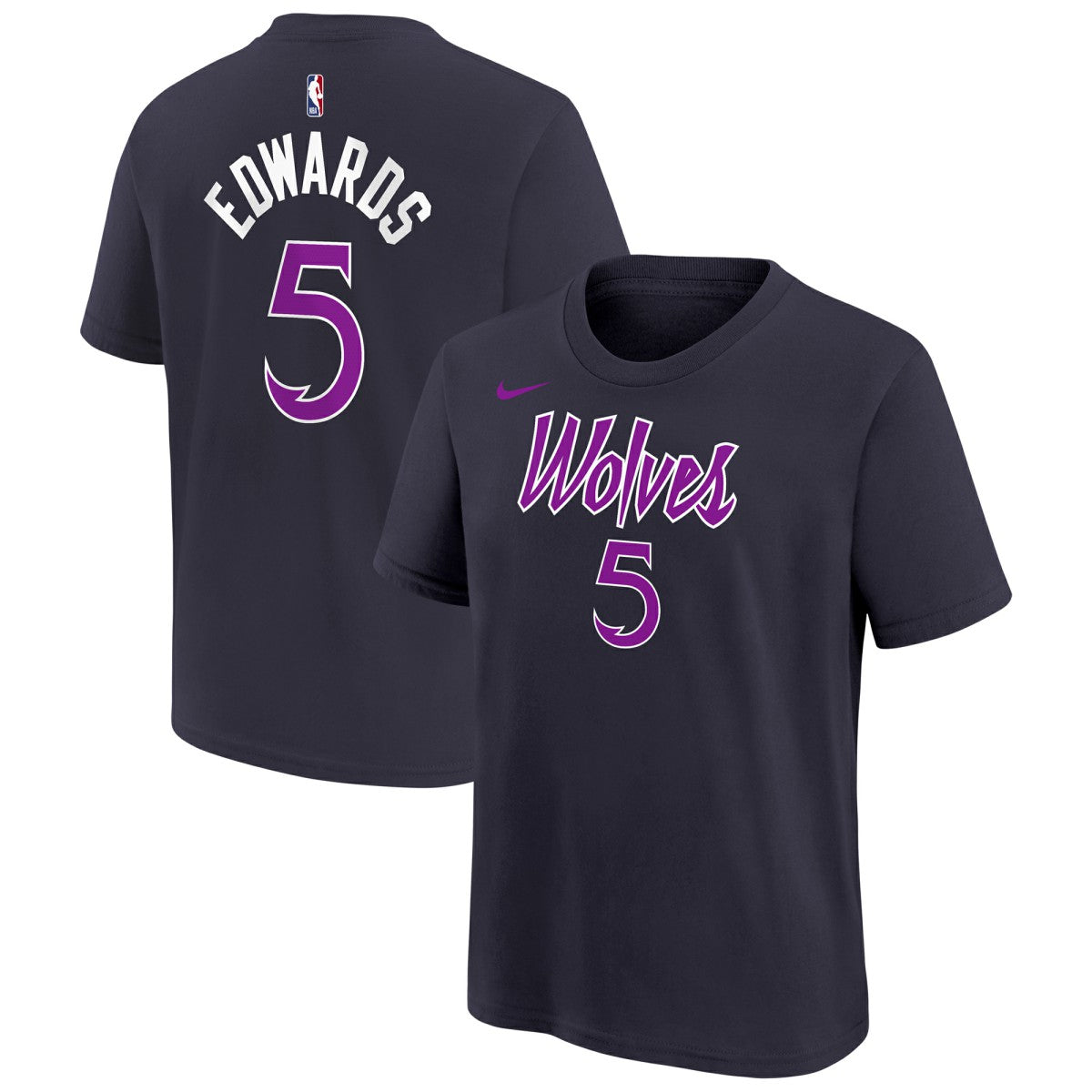 Anthony Edwards Minnesota Timberwolves Youth 2025/26 City Edition Name & Number T-Shirt Purple | Nike Lifestyle