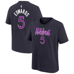 Anthony Edwards Minnesota Timberwolves Youth 2025/26 City Edition Name & Number T-Shirt Purple | Nike Lifestyle