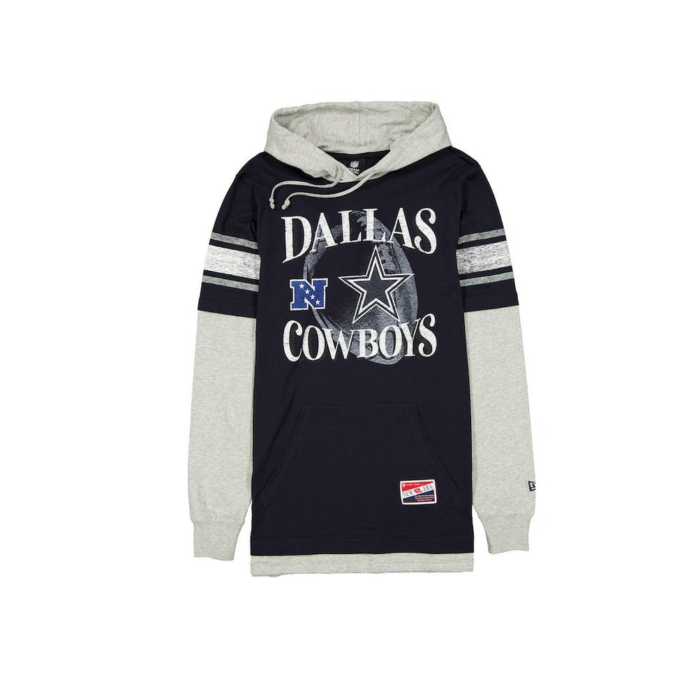 Dallas Cowboys New Era Twofer Layered Long Sleeve Hoodie T-Shirt Navy