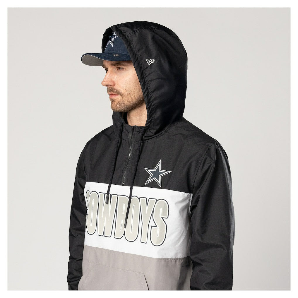 Dallas Cowboys New Era Ripstop Quarter-Zip Hooded Windbreaker Navy
