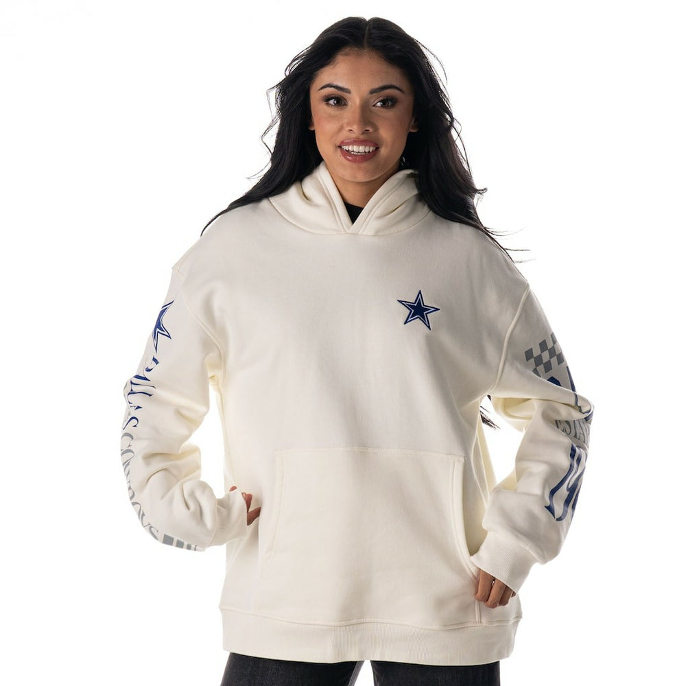 Dallas Cowboys The Wild Collective Unisex Stacked Graphic Sleeve Fleece Hoodie White