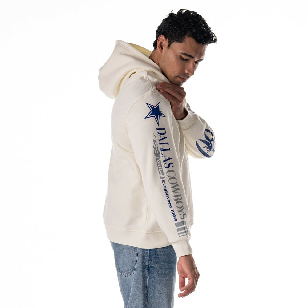 Dallas Cowboys The Wild Collective Unisex Stacked Graphic Sleeve Fleece Hoodie White