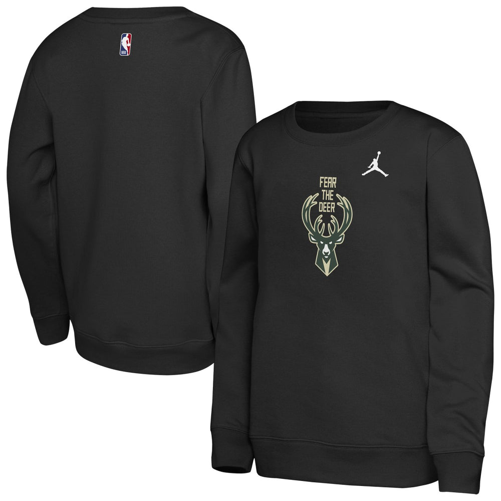 Milwaukee Bucks Jordan Brand Youth Courtside Statement Edition Sweatshirt Black