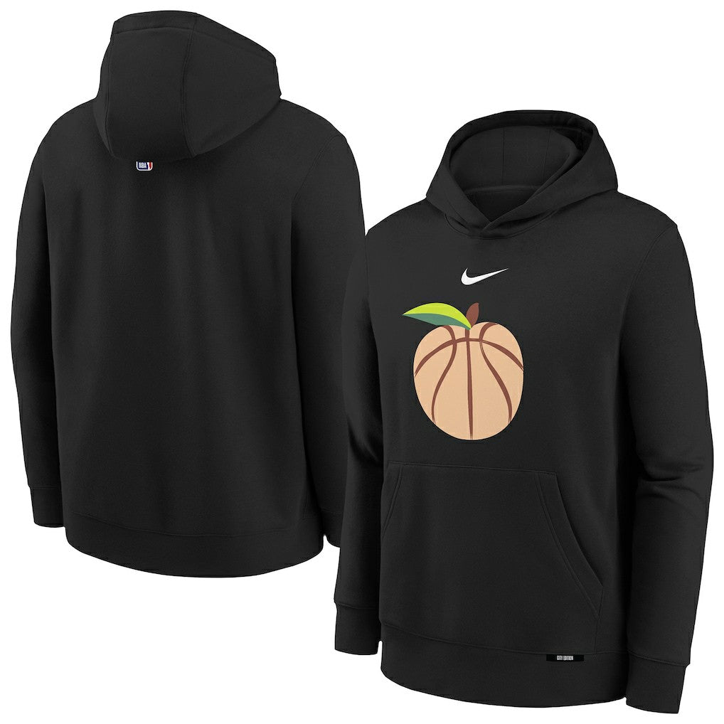 Atlanta Hawks Youth 2025/26 City Edition Club Fleece Pullover Hoodie Black | Nike Near Me