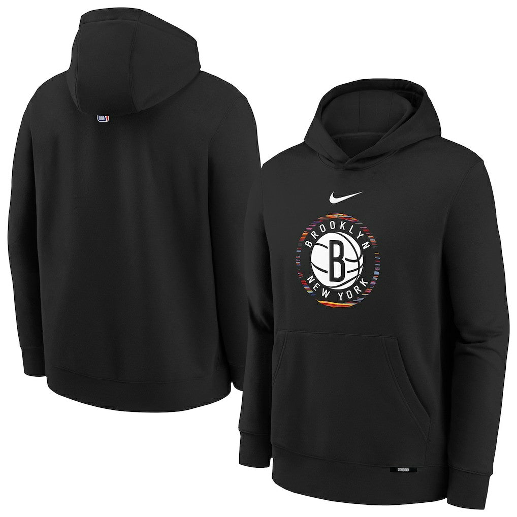 Brooklyn Nets Youth 2025/26 City Edition Club Fleece Pullover Hoodie Black | Nike outlet