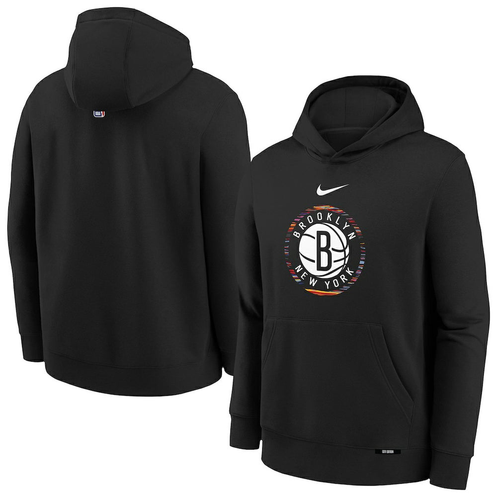 Brooklyn Nets Youth 2025/26 City Edition Club Fleece Pullover Hoodie Black | Nike outlet