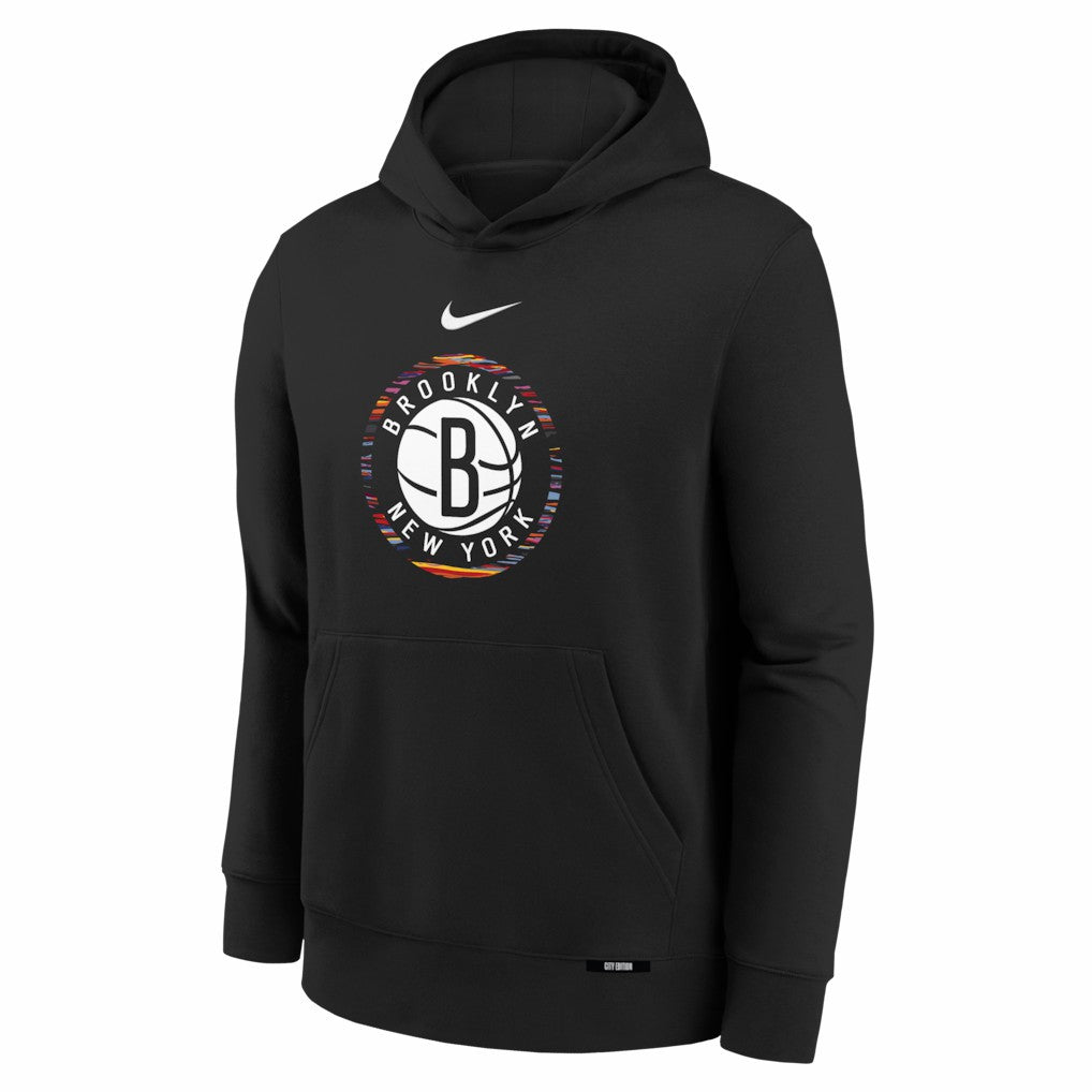 Brooklyn Nets Youth 2025/26 City Edition Club Fleece Pullover Hoodie Black | Nike outlet