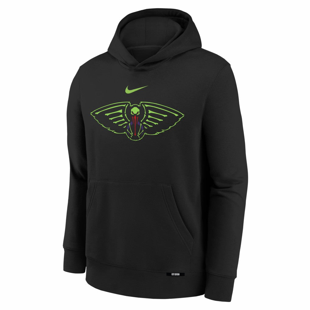 New Orleans Pelicans Youth 2025/26 City Edition Club Fleece Pullover Hoodie Black | Nike US