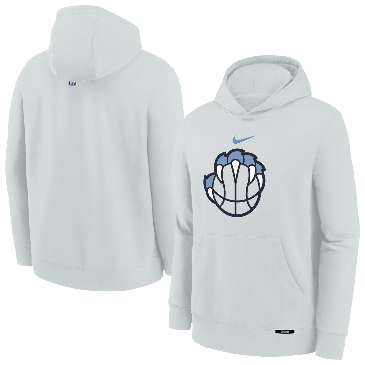 Memphis Grizzlies Youth 2025/26 City Edition Club Fleece Pullover Hoodie Silver | Nike Lifestyle