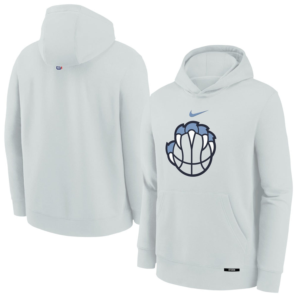 Memphis Grizzlies Youth 2025/26 City Edition Club Fleece Pullover Hoodie Silver | Nike Lifestyle