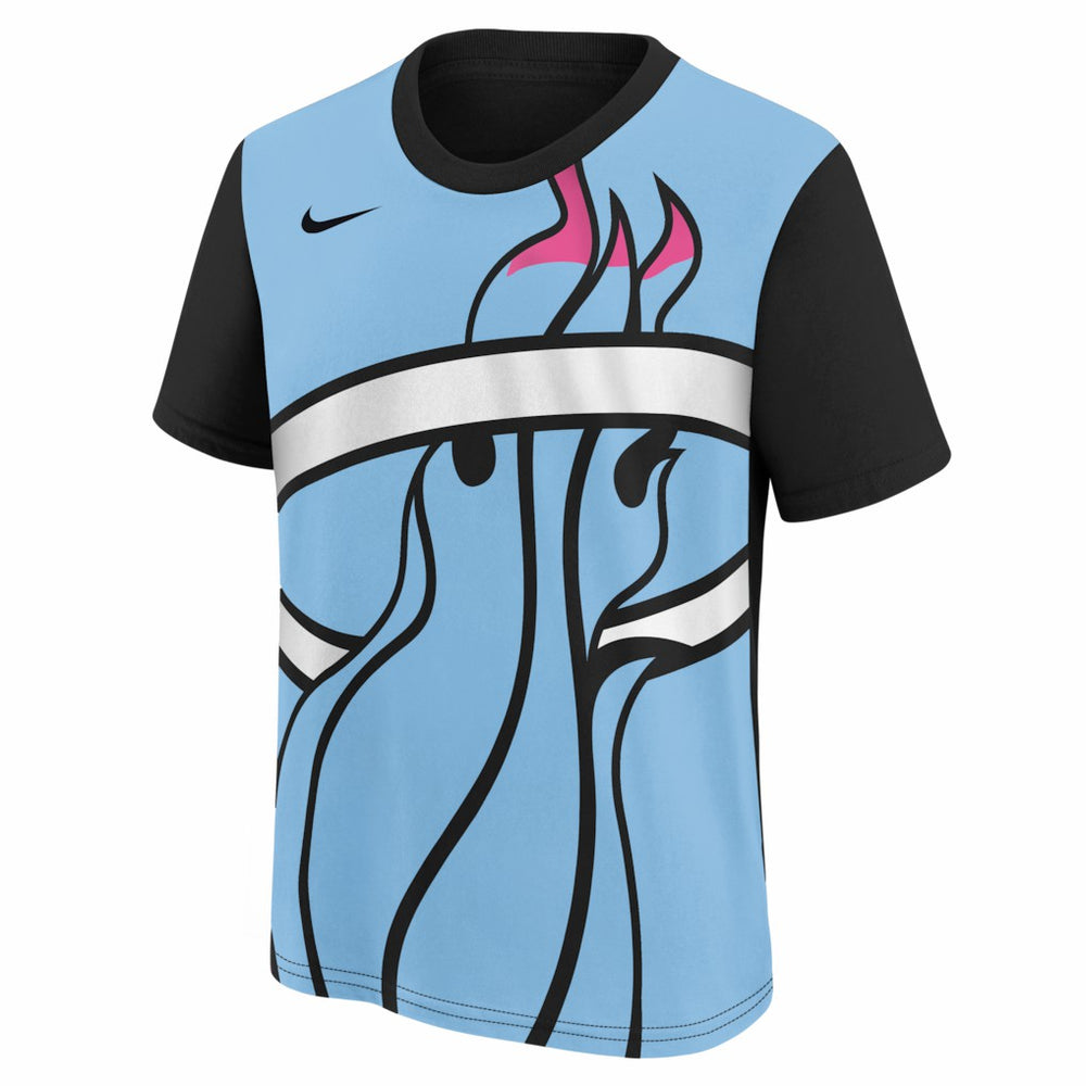 Miami Heat Youth 2025/26 City Edition Max90 T-Shirt Light Blue/Black | Nike for sale