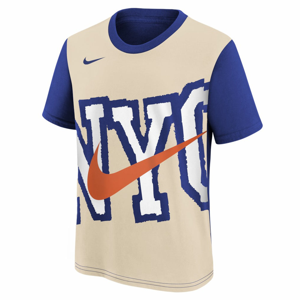 New York Knicks Youth 2025/26 City Edition Max90 T-Shirt Light Beige/Blue | Nike discount