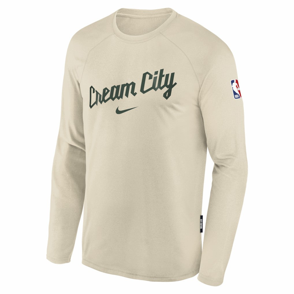 Milwaukee Bucks Youth 2025/26 City Edition Dri-Fit Long Sleeve Game Top White | Nike US