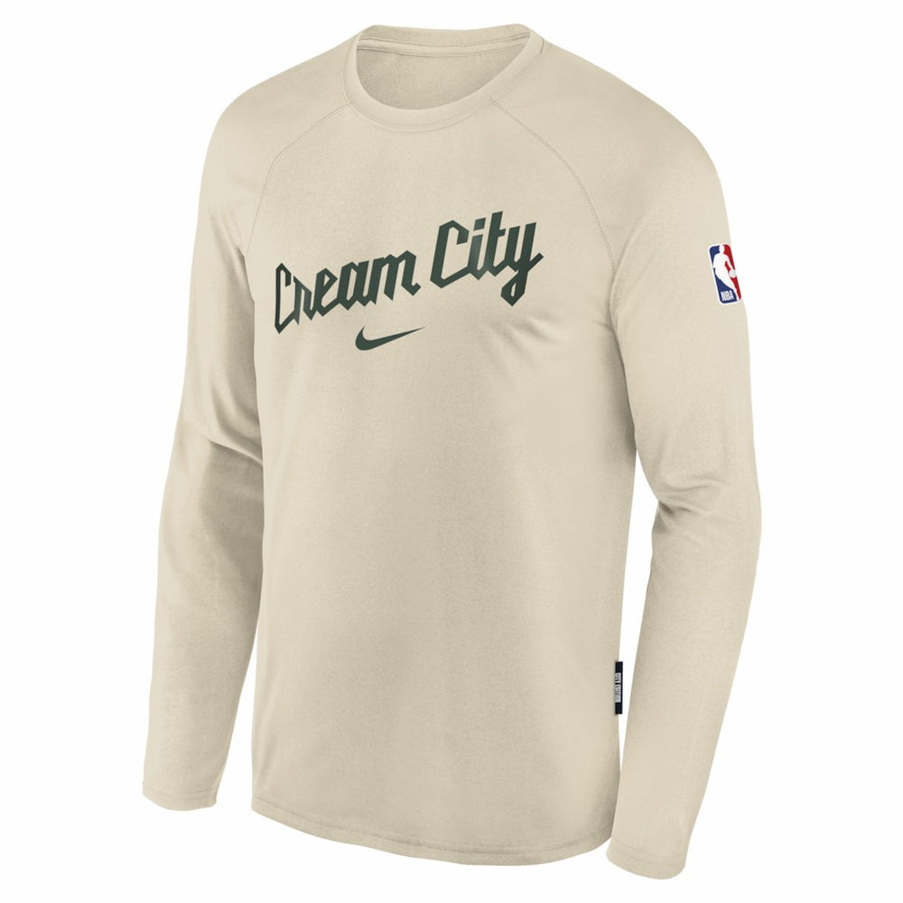 Milwaukee Bucks Youth 2025/26 City Edition Dri-Fit Long Sleeve Game Top White | Nike US