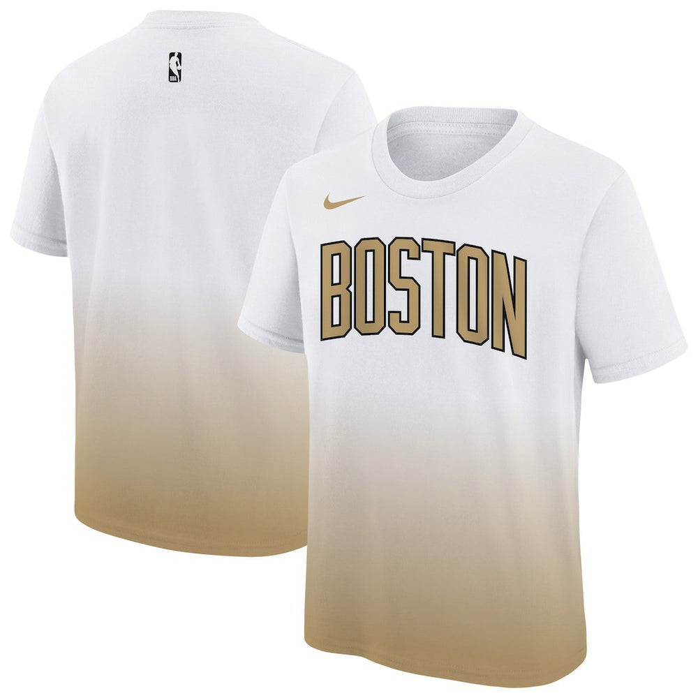 Boston Celtics Youth 2025/26 City Edition Max90 T-Shirt White/Gold | Nike outlet