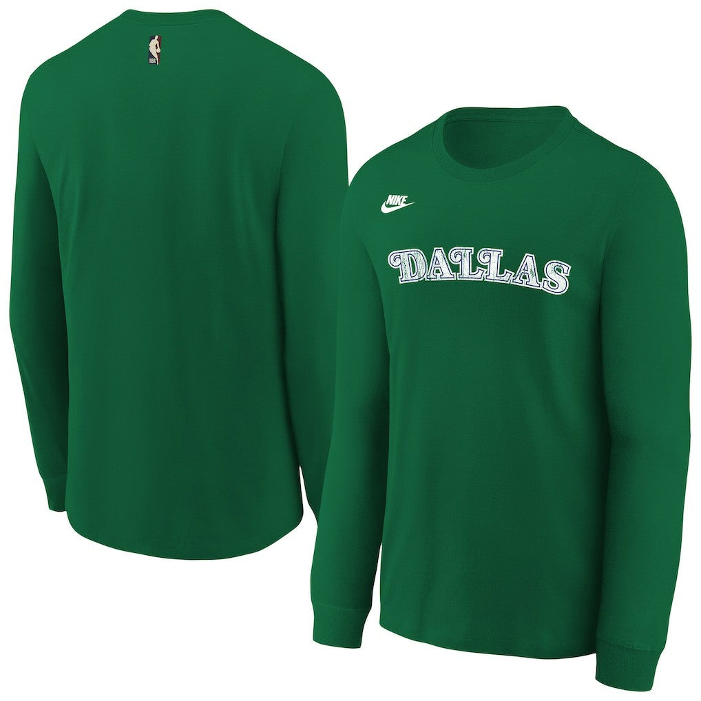 Dallas Mavericks Youth Hardwood Classics Essential Logo Max90 Long Sleeve T-Shirt for sale Green | Nike discount