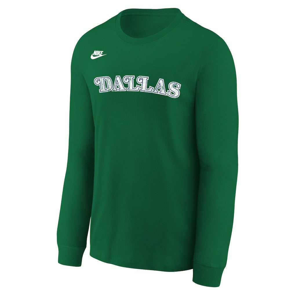 Dallas Mavericks Youth Hardwood Classics Essential Logo Max90 Long Sleeve T-Shirt for sale Green | Nike discount