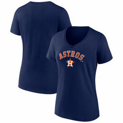 Houston Astros Women's Logo V-Neck T-Shirt - Navy - MLB Discount