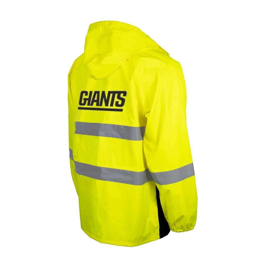 New York Giants Hi-Vis Safety Waterproof Rainshell Full-Zip Hooded Jacket Yellow