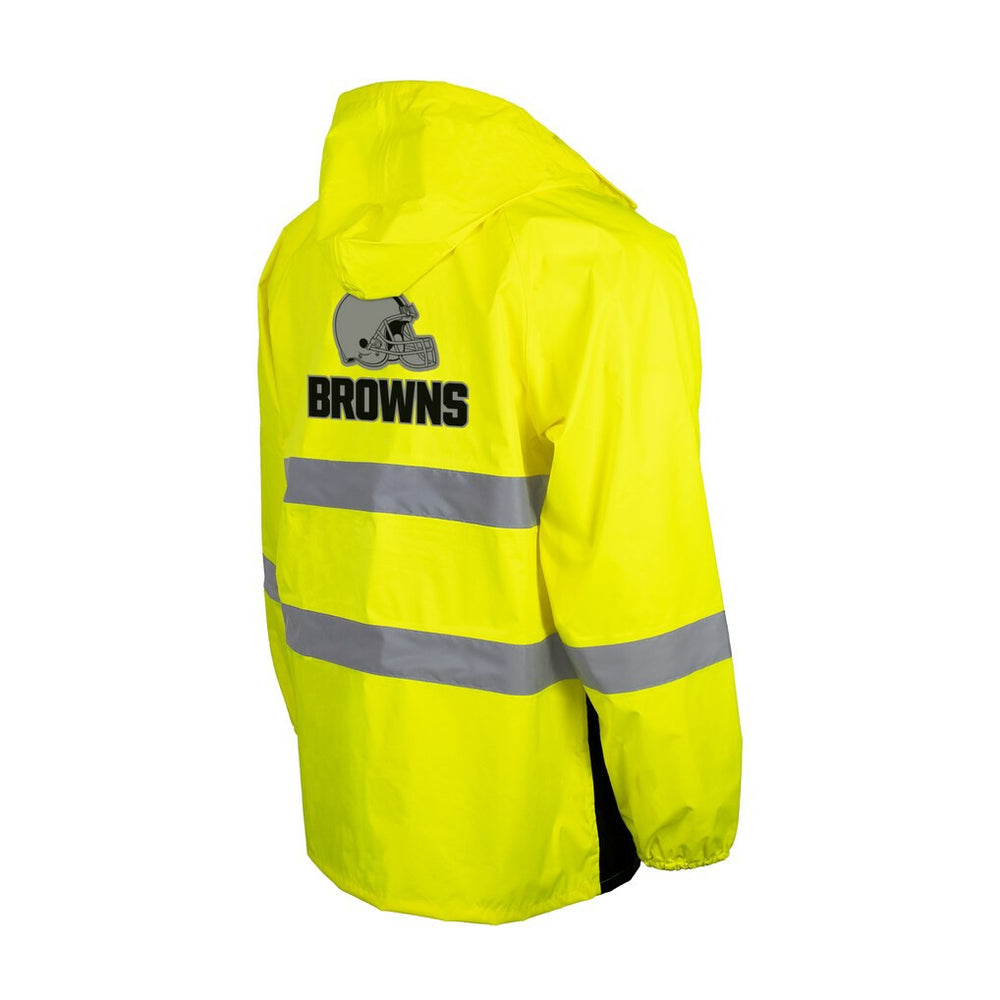Cleveland Browns Hi-Vis Safety Waterproof Rainshell Full-Zip Hooded Jacket Yellow