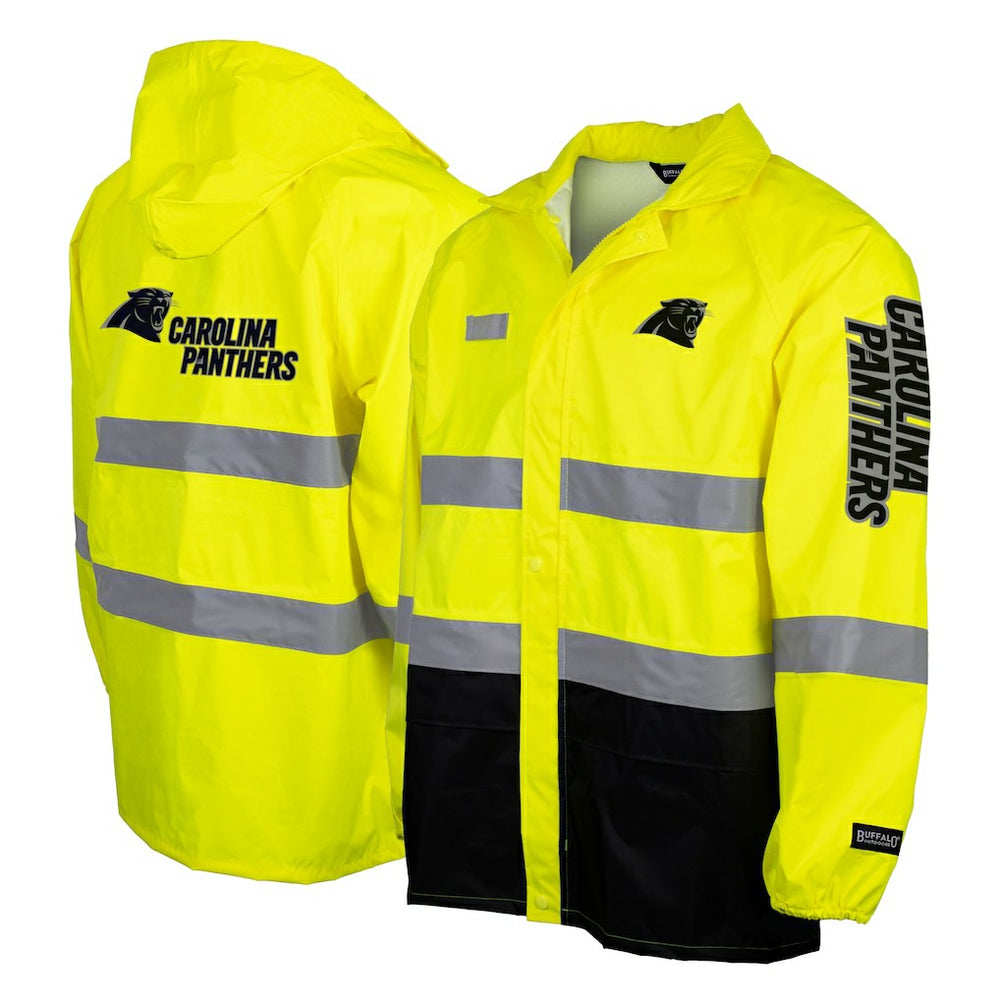 Carolina Panthers Hi-Vis Safety Waterproof Rainshell Full-Zip Hooded Jacket Yellow