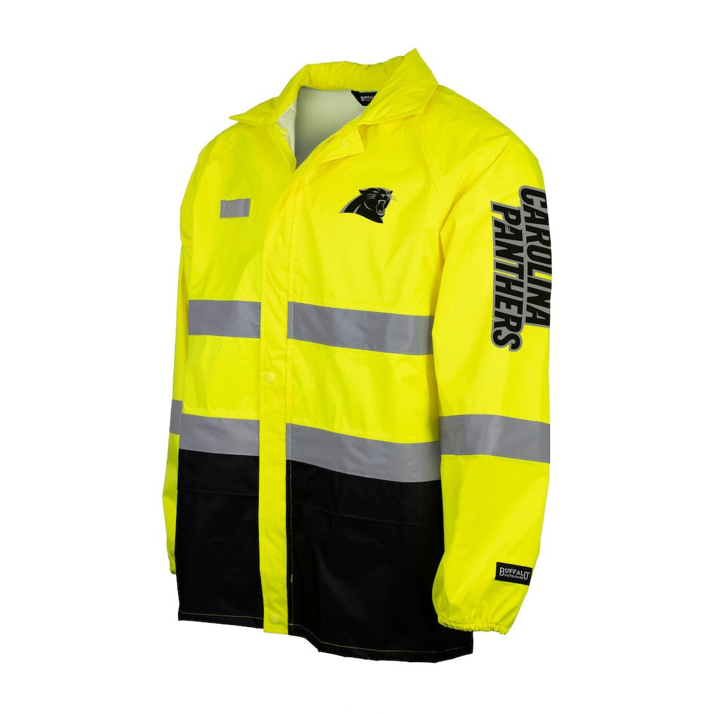 Carolina Panthers Hi-Vis Safety Waterproof Rainshell Full-Zip Hooded Jacket Yellow