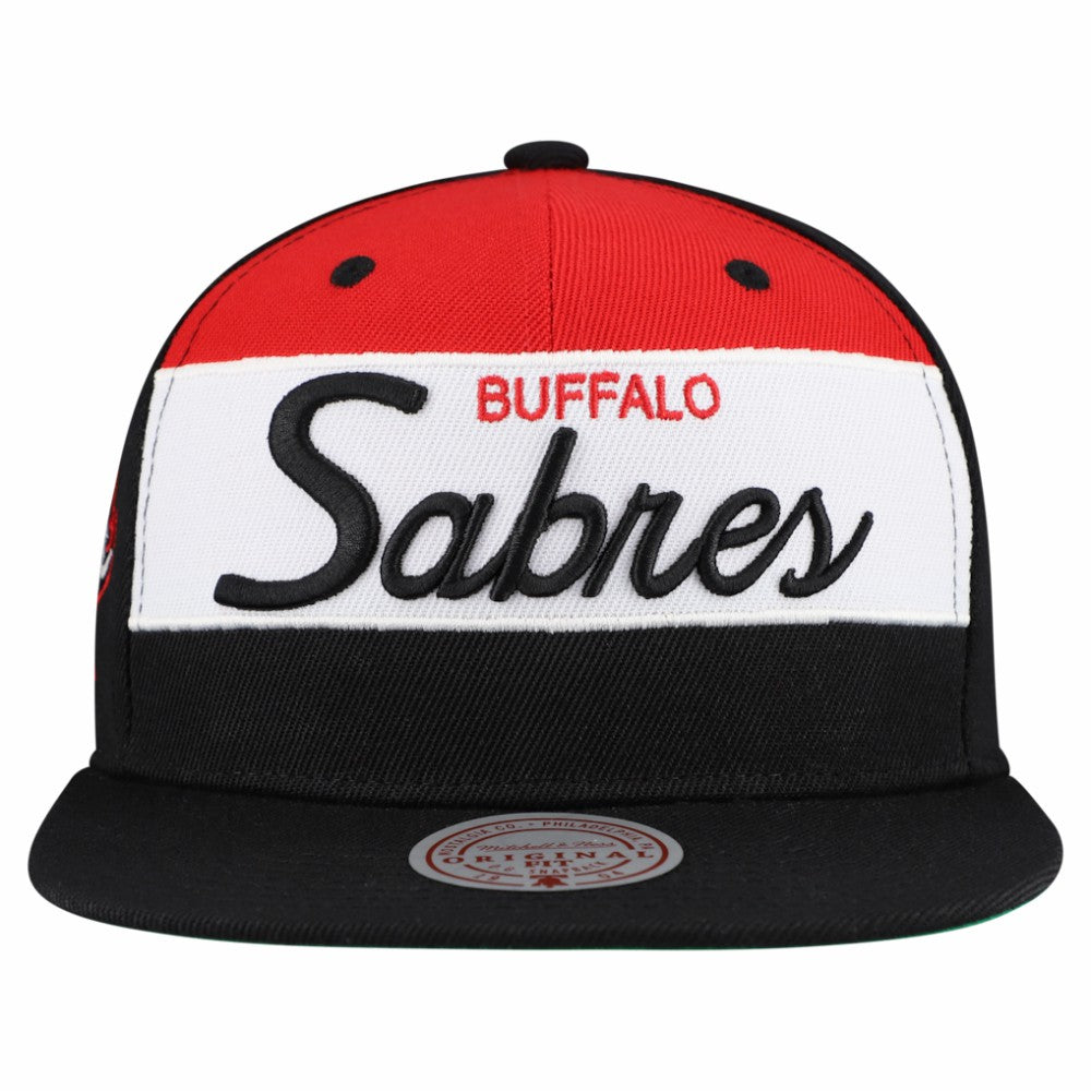 Buffalo Sabres Mitchell & Ness Retro Script Colorblock Snapback Hat - Black - NHL 202950556