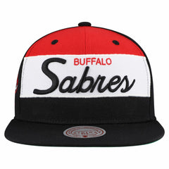 Buffalo Sabres Mitchell & Ness Retro Script Colorblock Snapback Hat - Black - NHL 202950556