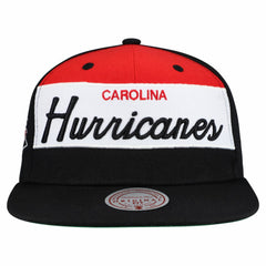 Carolina Hurricanes Mitchell & Ness Retro Script Colorblock Snapback Hat - Black - NHL 202950557