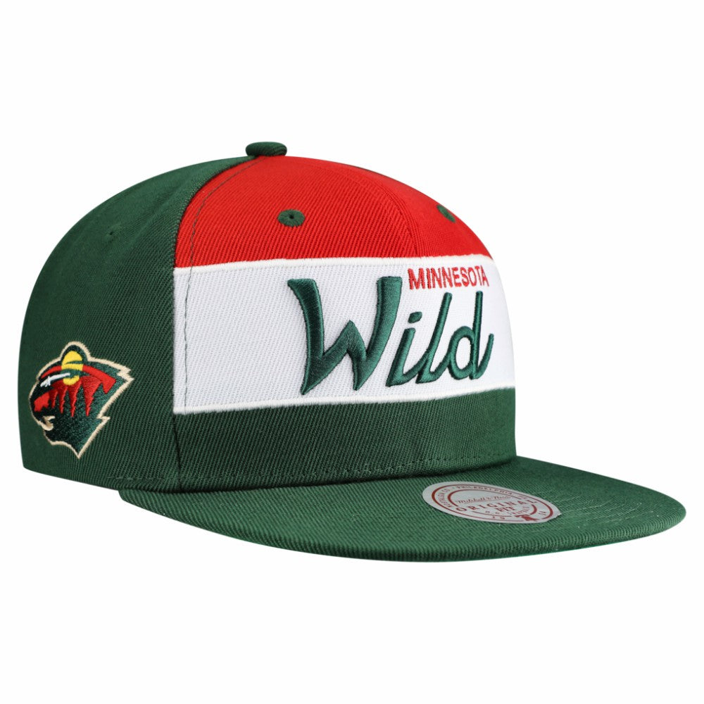 Minnesota Wild Mitchell & Ness Retro Script Colorblock Snapback Hat - Green - NHL 202950561