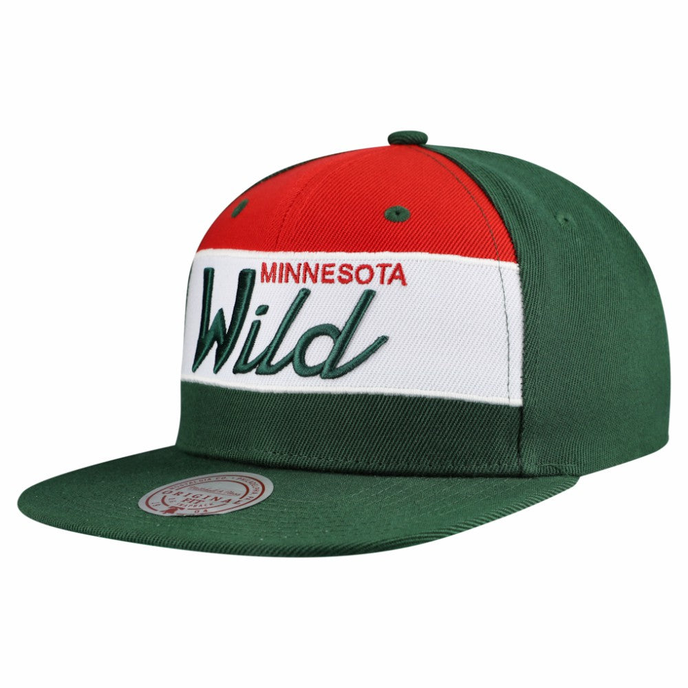 Minnesota Wild Mitchell & Ness Retro Script Colorblock Snapback Hat - Green - NHL 202950561