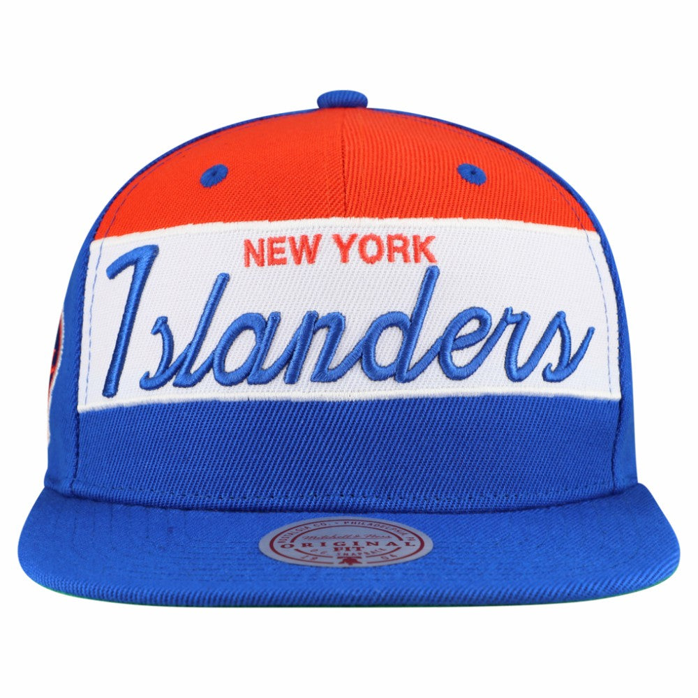 New York Islanders Mitchell & Ness Retro Script Colorblock Snapback Hat - Royal - NHL 202950562