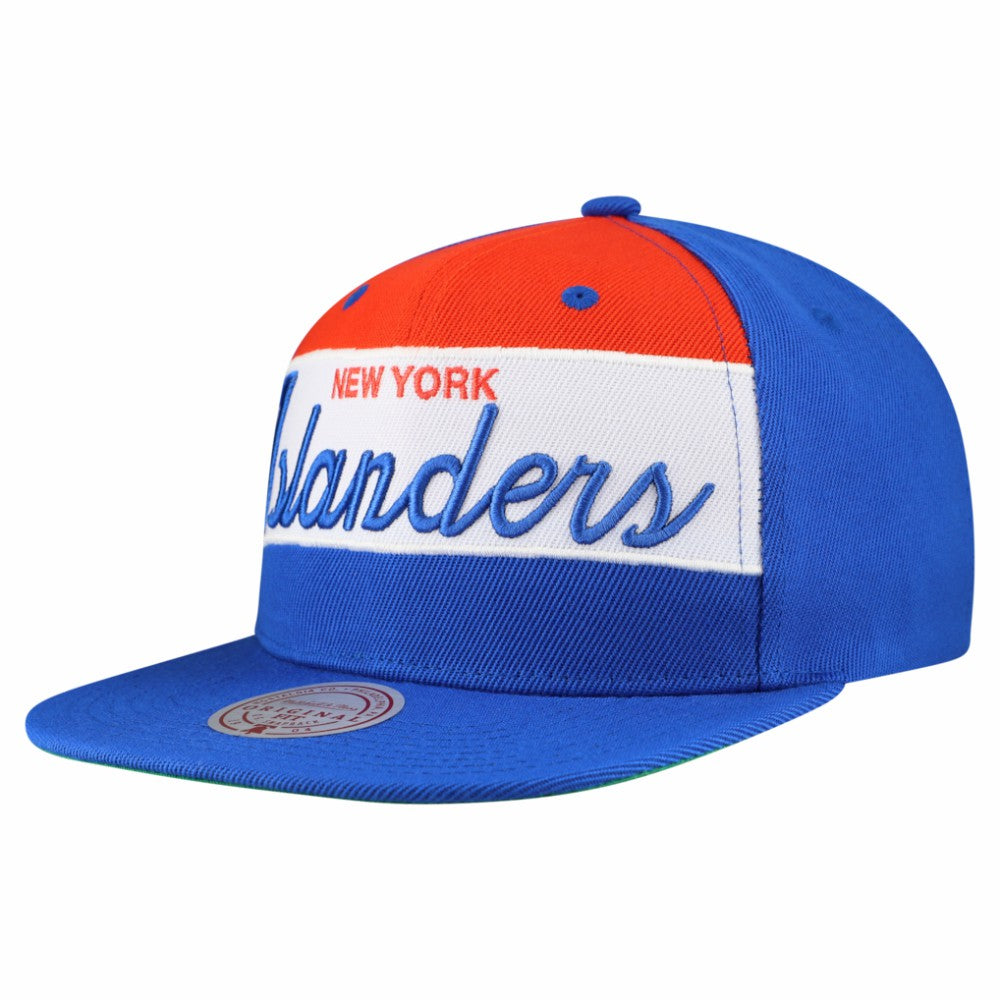 New York Islanders Mitchell & Ness Retro Script Colorblock Snapback Hat - Royal - NHL 202950562