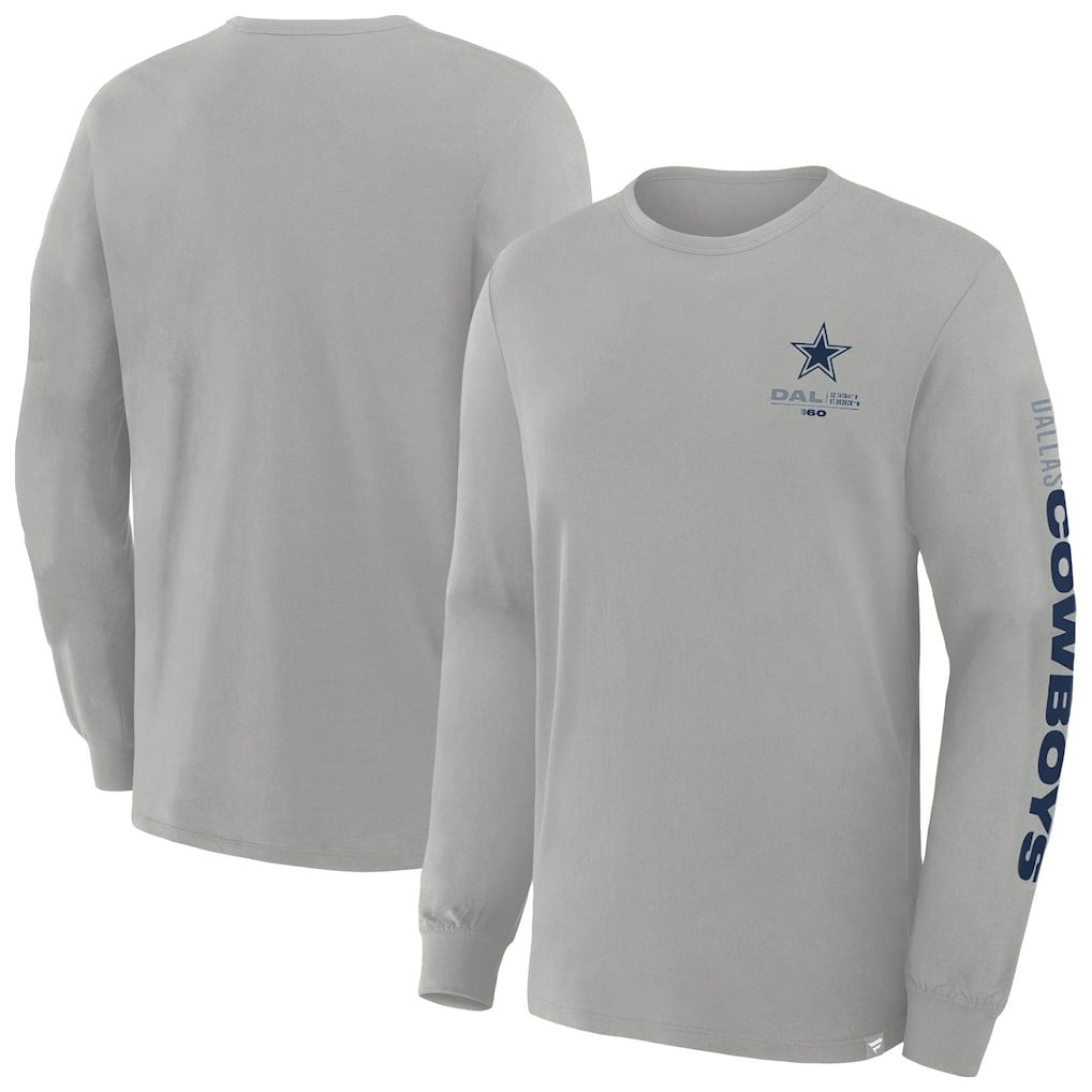 Fanatics Dallas Cowboys Big & Tall Clock Management Legacy Long Sleeve T-Shirt Heather Gray