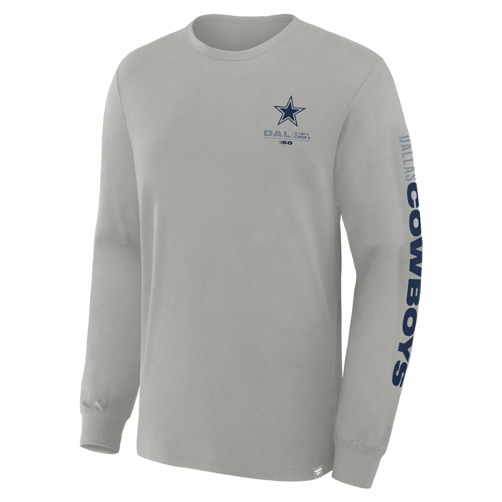 Fanatics Dallas Cowboys Big & Tall Clock Management Legacy Long Sleeve T-Shirt Heather Gray