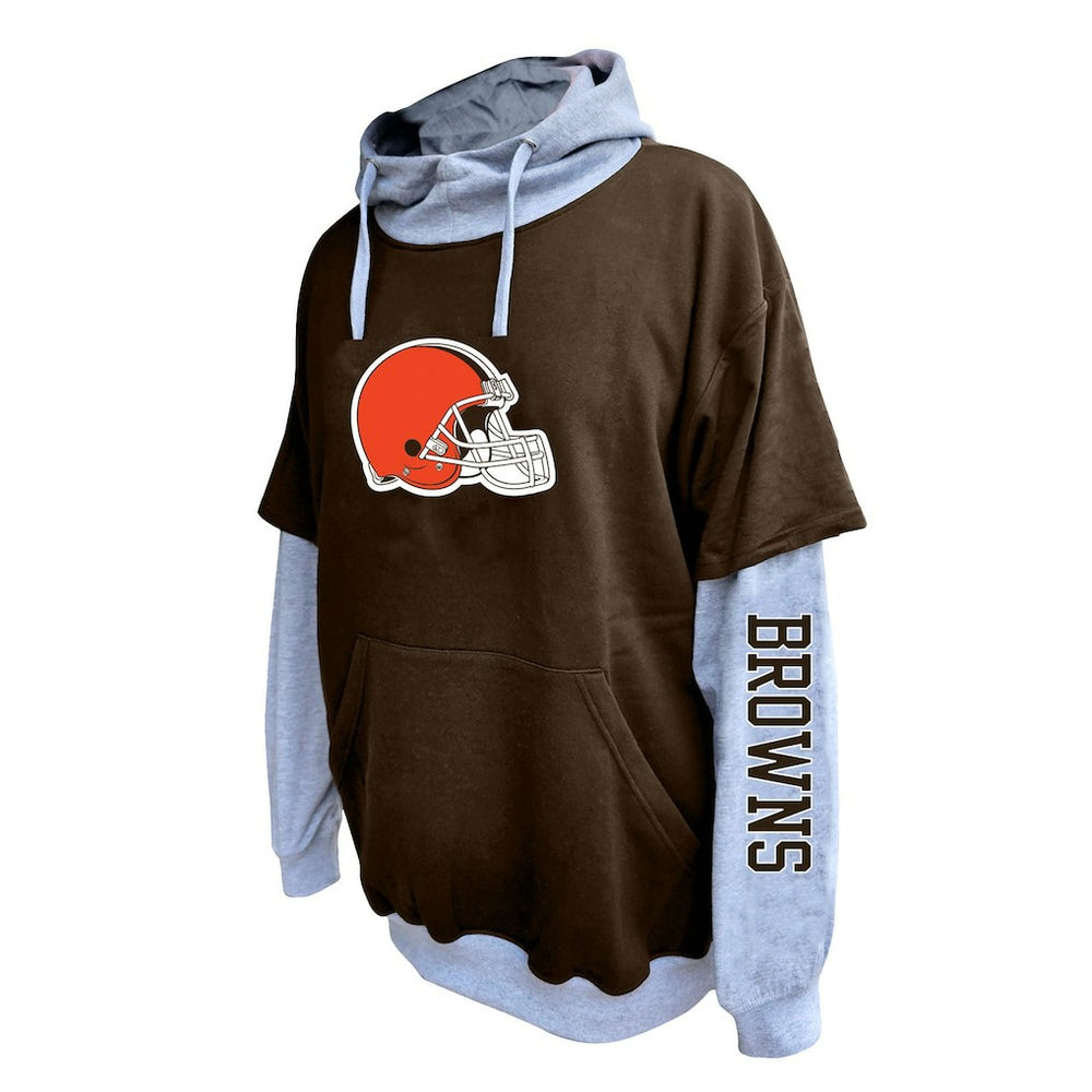 Fanatics Cleveland Browns Big & Tall Twofer Pullover Hoodie Brown/Heather Gray