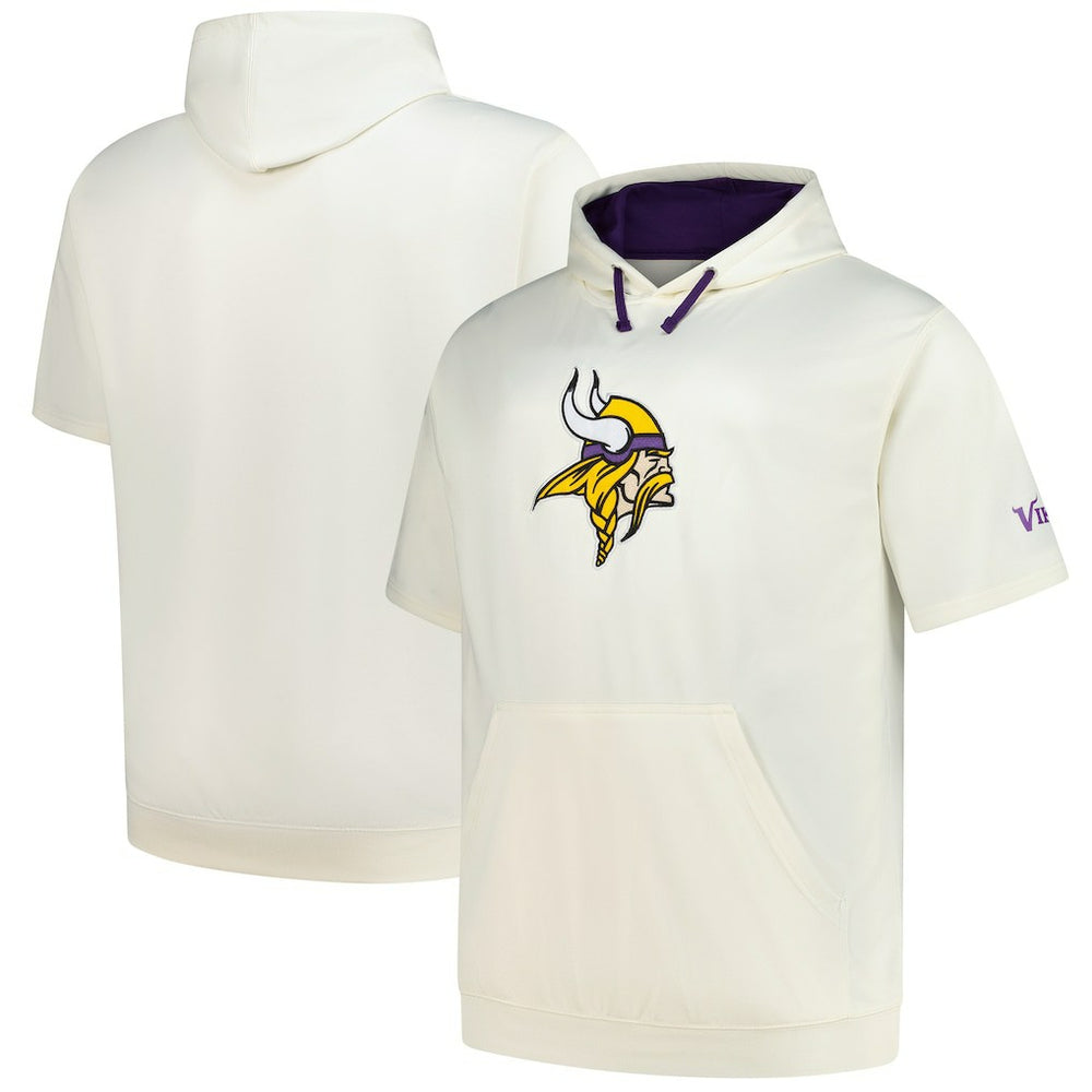 Minnesota Vikings Profile Big & Tall Chest Print and Logo Short Sleeve Pullover Hoodie Oatmeal