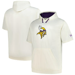 Minnesota Vikings Profile Big & Tall Chest Print and Logo Short Sleeve Pullover Hoodie Oatmeal