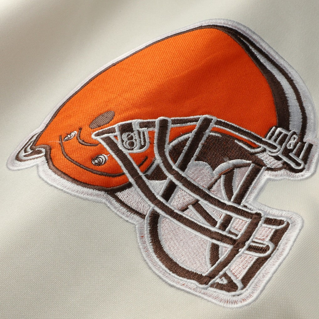 Cleveland Browns Profile Big & Tall Chest Print and Logo Short Sleeve Pullover Hoodie Oatmeal