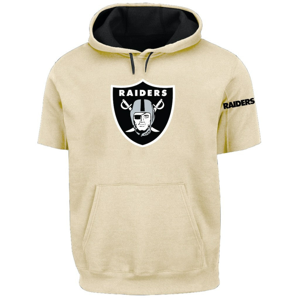 Las Vegas Raiders Profile Big & Tall Chest Print and Logo Short Sleeve Pullover Hoodie Oatmeal