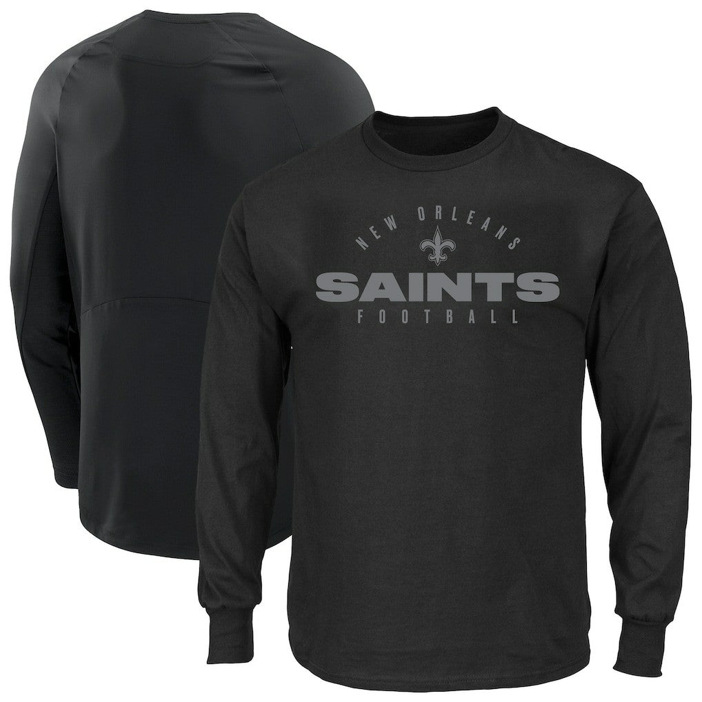 Fanatics New Orleans Saints Big & Tall Coverage Scheme Long Sleeve T-Shirt Black