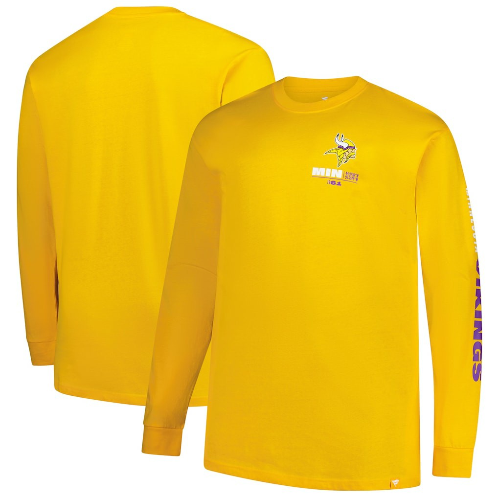 Fanatics Minnesota Vikings Big & Tall Clock Management Legacy Long Sleeve T-Shirt Gold