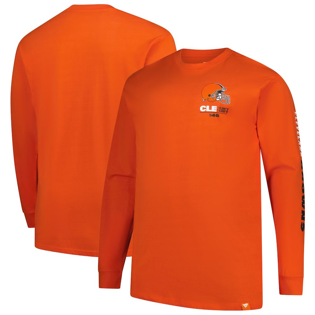 Fanatics Cleveland Browns Big & Tall Clock Management Legacy Long Sleeve T-Shirt Orange